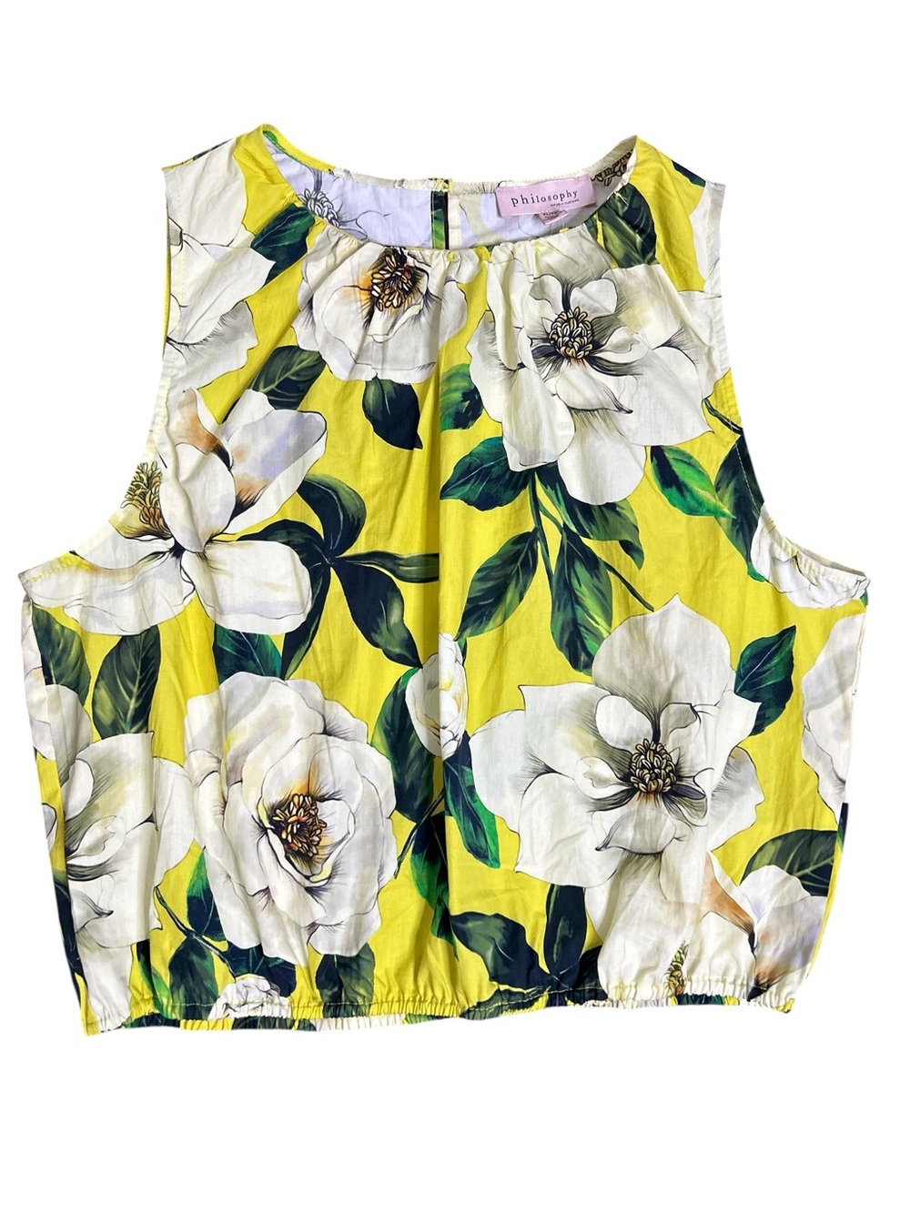 NWT Philosophy Yellow Floral Sleeveless Blouse Top MSRP $98